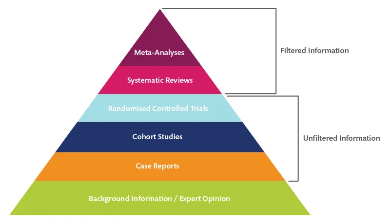 Pyramid showing study types