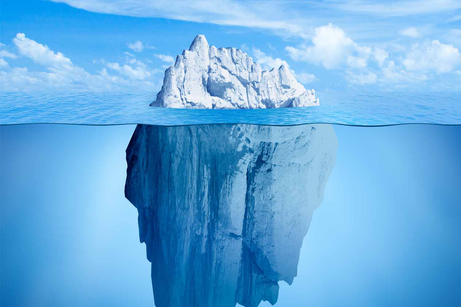 Iceberg above and below the sea